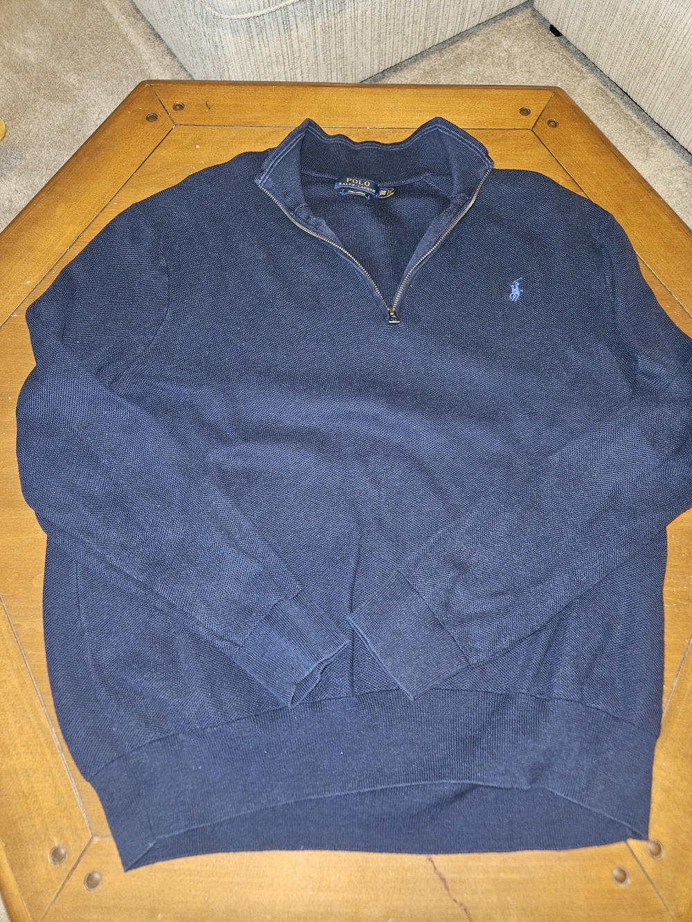 Polo by Ralph Lauren Navy Quarter-Zip Cotton Sweater
